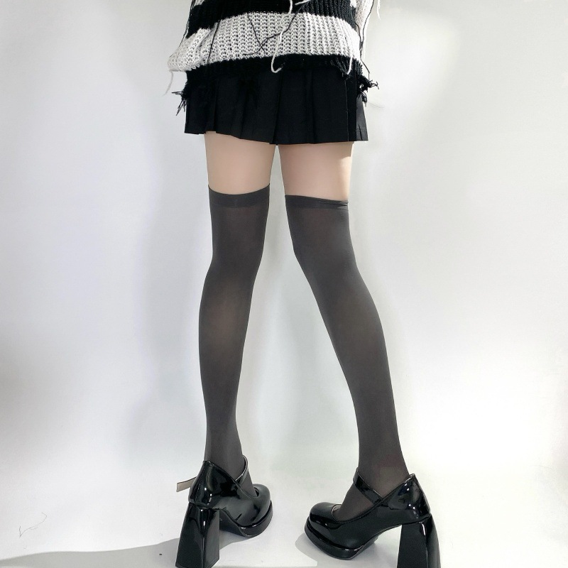 Velvet gray over-the-knee socks