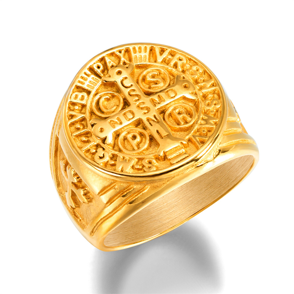 Plating Design Retro Cross Stainless Steel Plating Men's Rings
