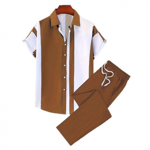 (Cross-border trading), shirt for leisure, trousers, floral print, loose fit, with short sleeve, 3D