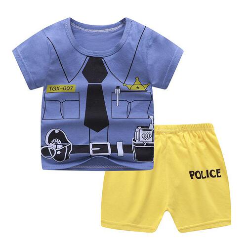 2025 Children's Short-Sleeve T-Shirt Summer Baby Boys and Girls Set of T-Shirts and Shorts Home