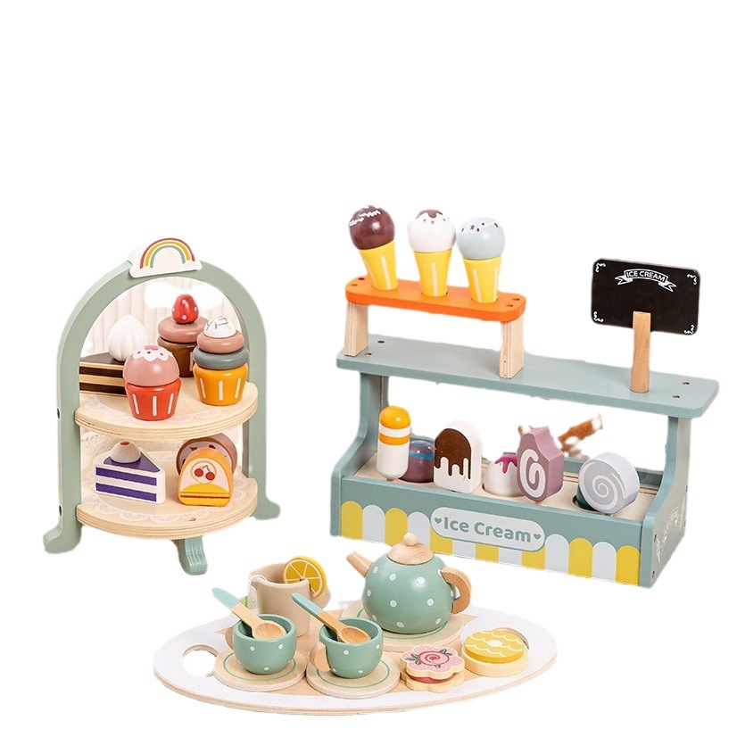 Juego de simulación para niños juego de té postre juego de juegos de Kindergarten juego de rol educación temprana juguetes de madera