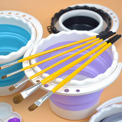 Art multifunctional retractable silicone bucket, silicone brush bucket, pen washing bucket, gouache paint color mixing box