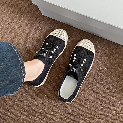 Ladys Fisherman Shoes Light Chiffon Style 2025 Spring Flat Fashion Casual Breathable Slip-On Canvas Shoes