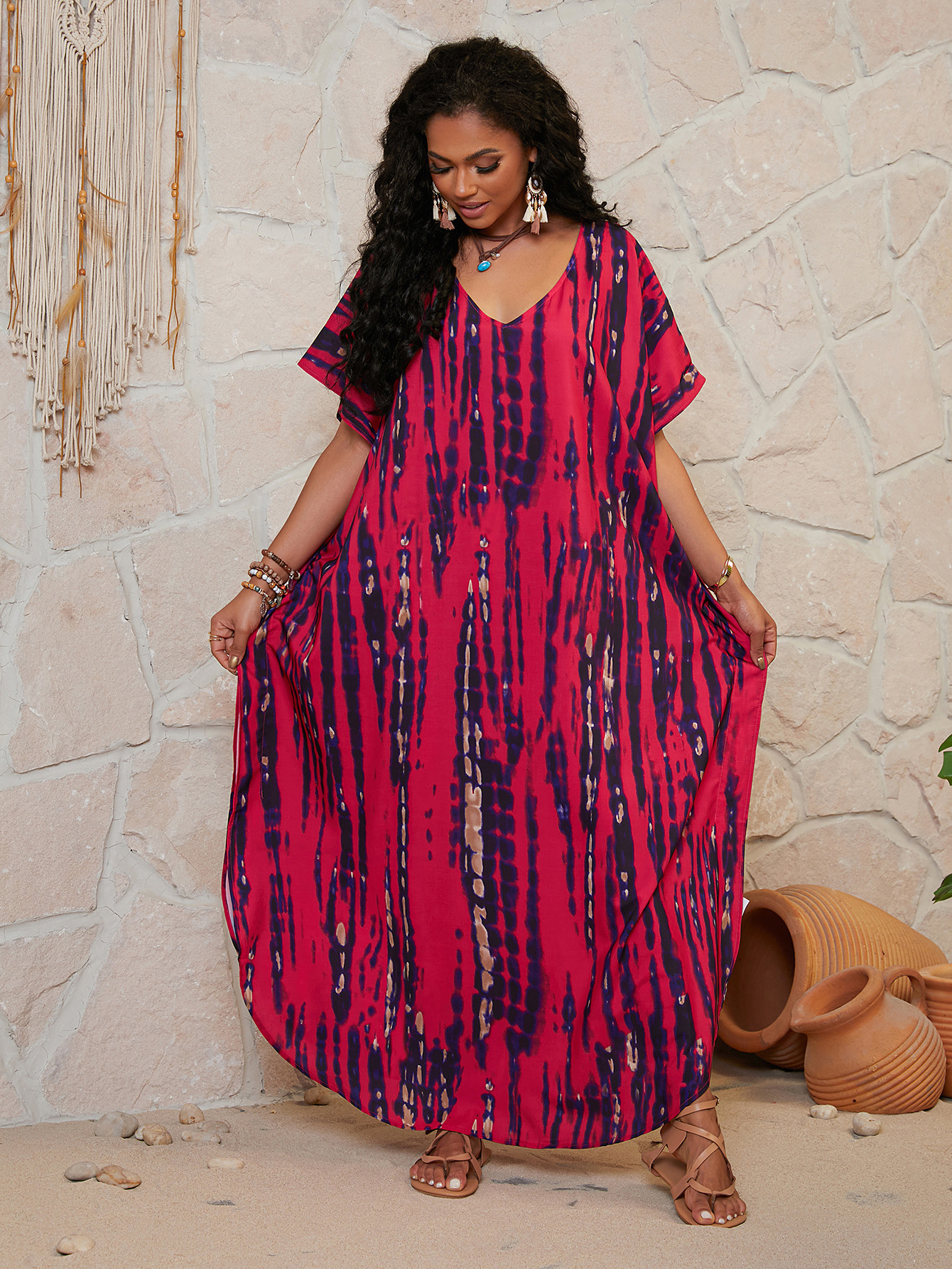 Camiseta de playa de algodón impresa de secado rápido vestido de vacaciones de playa bikini camiseta de protección solar 1D02