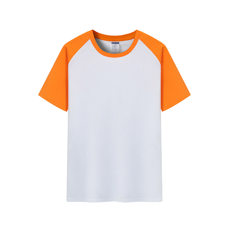 Verano nuevo 200g Raglan color a juego de manga corta camiseta juventud algodón retro contraste suelto color cuello redondo top