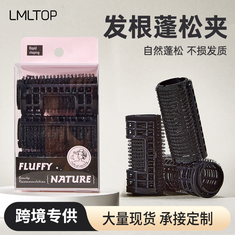 LMLTOP 3 cilindros de rizos negros cargados con aire, doble cinturón de rizos abierto, rizos autoadhesivos, exclusivos para cross-border