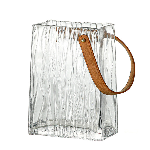 Nordic simple handbag glass vase ins style high value transparent…