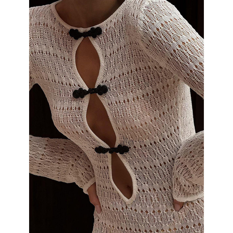 2024 New Hollow Split Dress Beach Blouse Bohemian dress Long Mop Fishtail Evening Dress