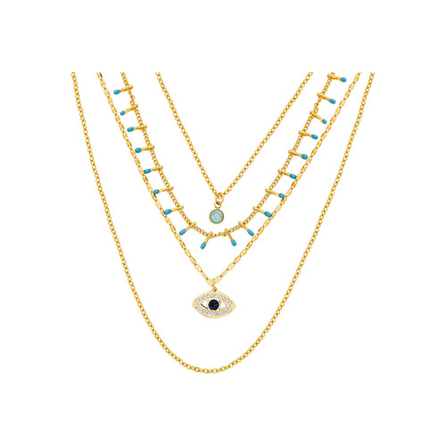 European and American ins celebrity internet celebrity anchor necklace multi-layer titanium steel clavicle chain four-layer niche design non-colliding jewelry