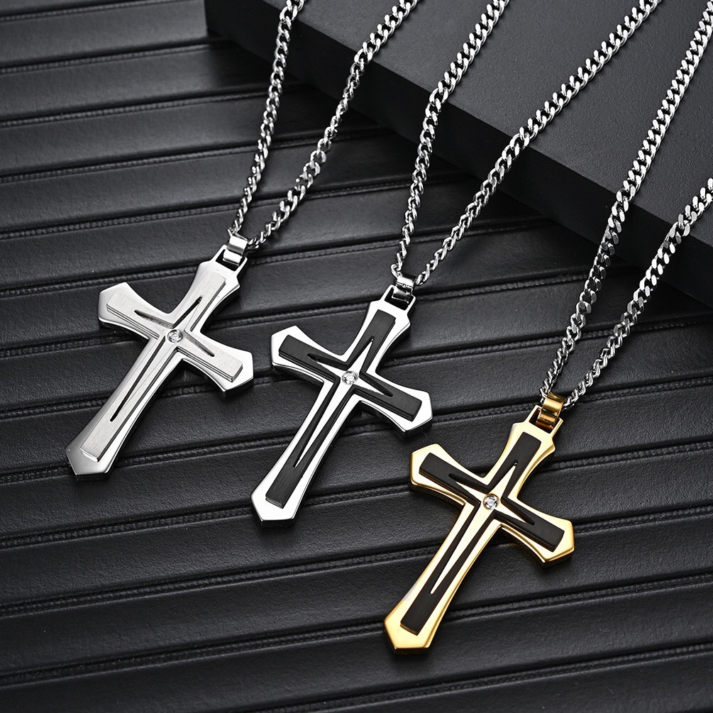 1 Piece Quantity Hip-Hop Retro Geometric Cross Titanium Steel Plating Unisex Pendant Necklace