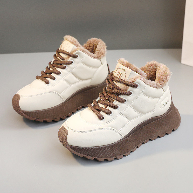 Gm6601 New New Winter Thick-Soled Cotton Shoes With Fleece, Warm Height-Increasing Sneakers, Student Sports Shoes,_voghion.com