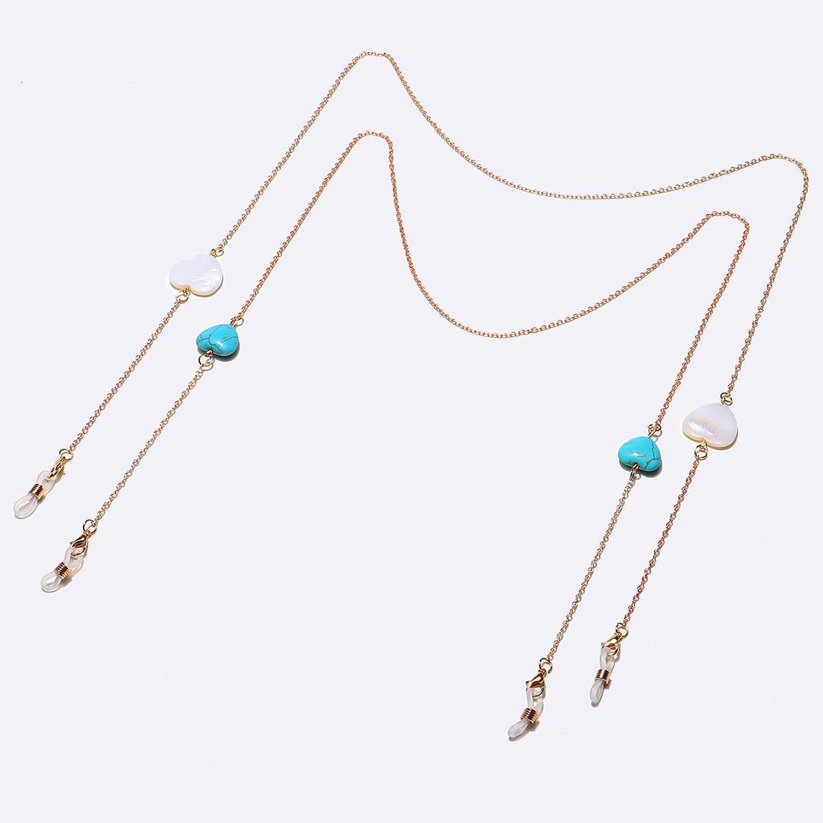 20g Weight Metal Material Black Color Wholesale Heart Turquoise Glasses Chain Two-piece Set Nihaojewelry 2