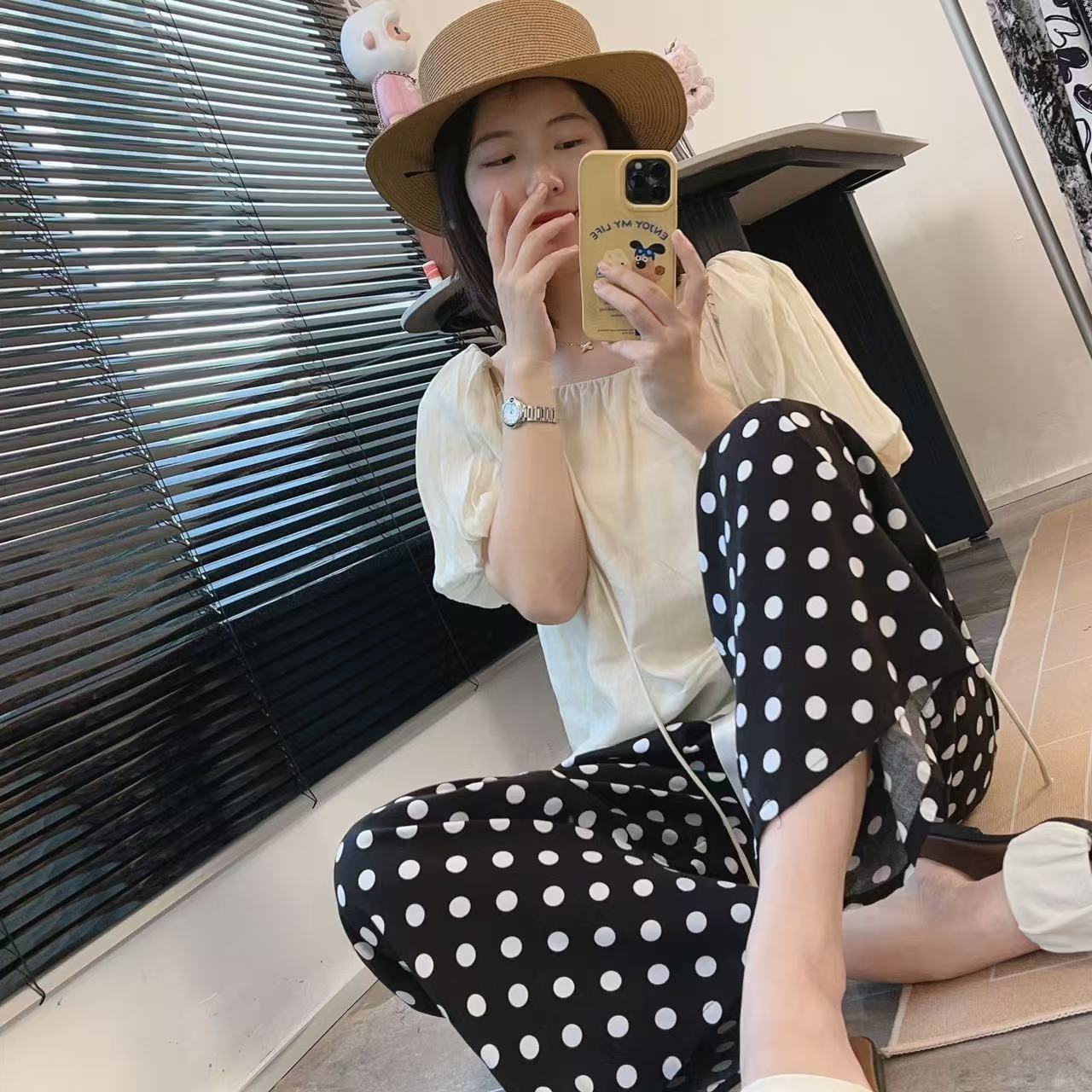 [5 días de preventa] [Pantalones de seda de algodón] Pantalones de pijama de seda de algodón para mujer