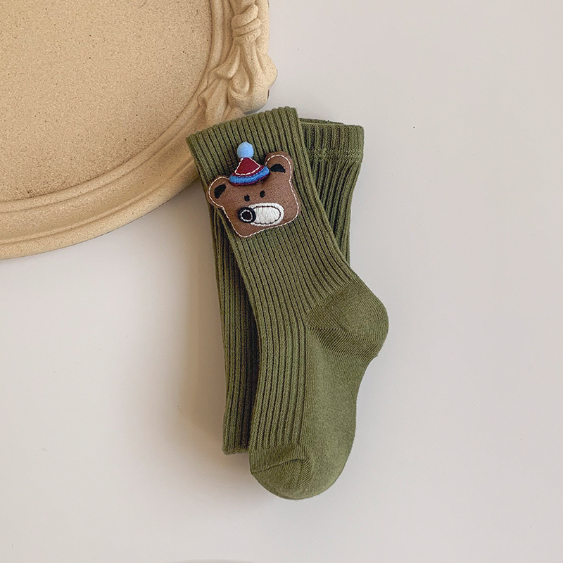 Otoño nuevo oso de cereza de dibujos animados calcetines para niños vestidos con calcetines para niños pequeños y medios