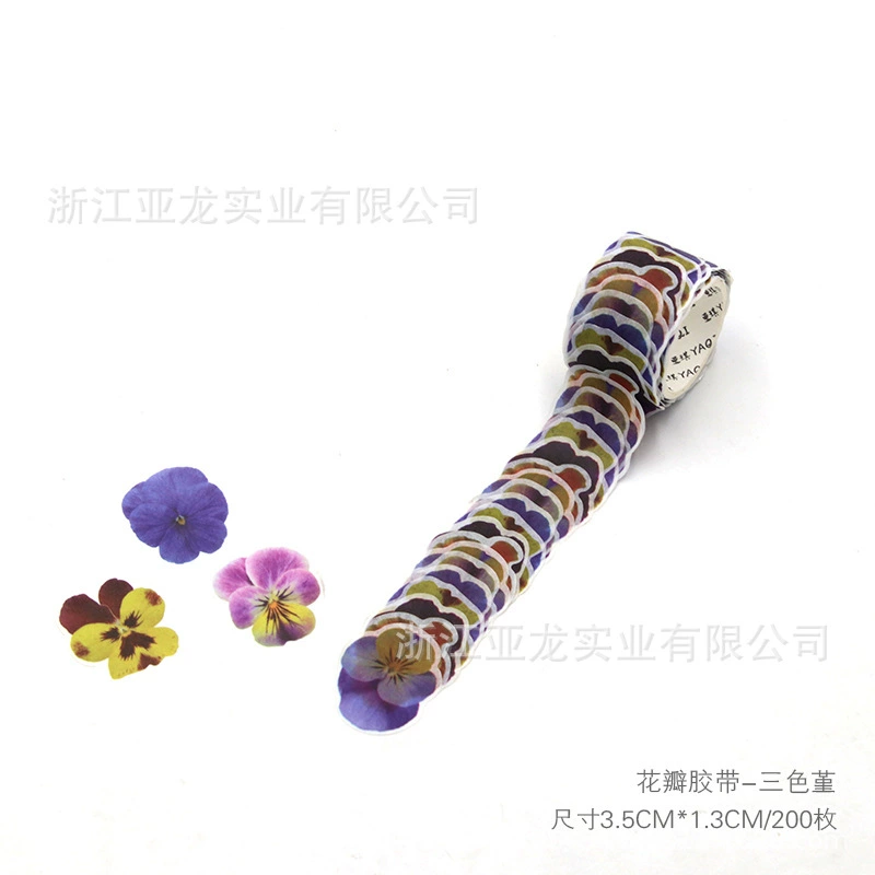 Бархатная лента Washi стикеры, рулоны, 48 шт в коробке, цветочные формы, assorted цвета