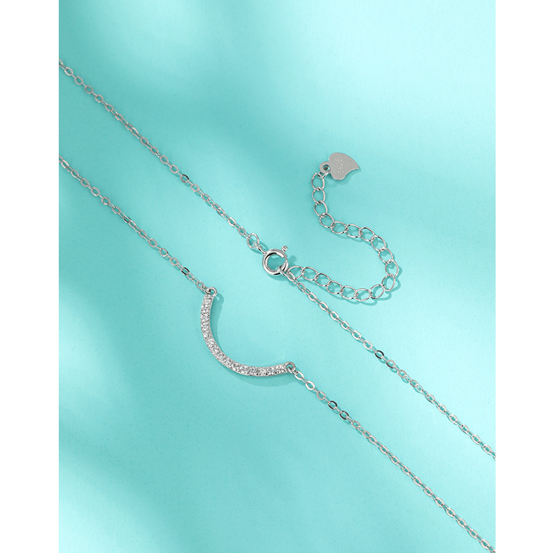 925 plata esterlina collar de sonrisa de moda coreana de nicho de alta calidad cadena de zircon clavícula simple cadena de cuello de viento frío