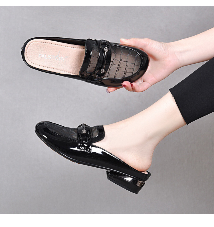 Giày lười nữ bít mũi lưới phong cách Anh đế bệt — Màu đen chi tiết 5
