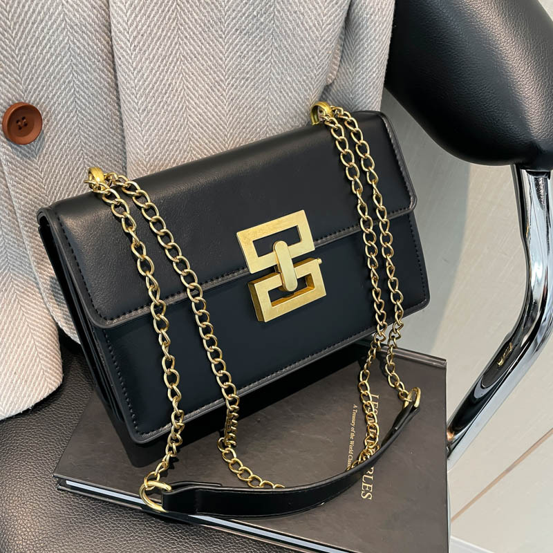 2025 nuevo bolso de hombro de tendencia bolso de mujer retro europeo y americano cadena de moda bolso cuadrado pequeño bolso de mensajero con cerradura creativa