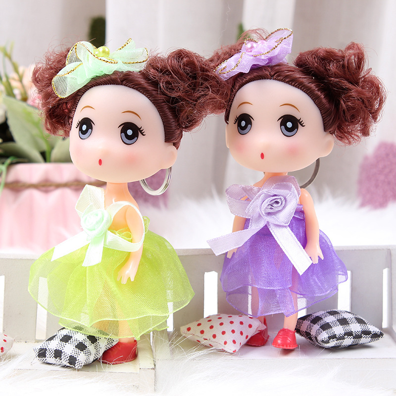 In-Stock 12cm Trendy Fuzzy Barbie Princess Doll Vinyl Pendant Wedding Figurine Creative Small Gift Doll