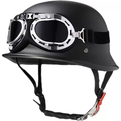Motosiklet dəbilqələri motorcycle helmet, cap-style helmet, motorcycle - one-size-fits-all-vintage-helmet-matte-black-with-a-silver-mirror