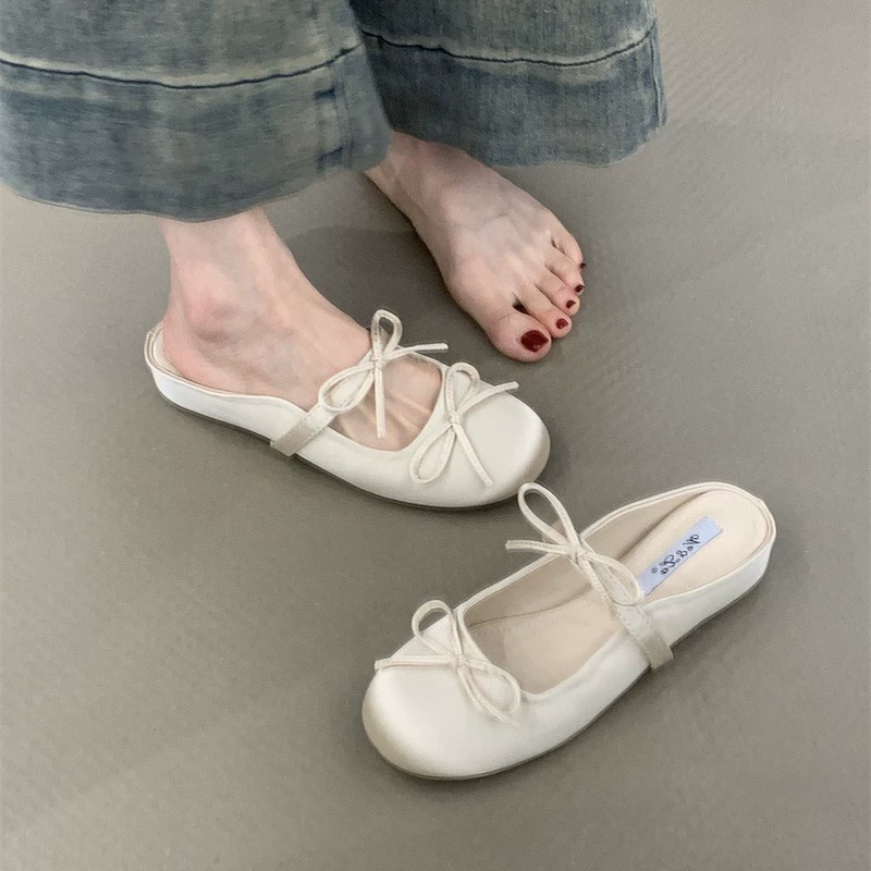 Summer slippers with bow, french style