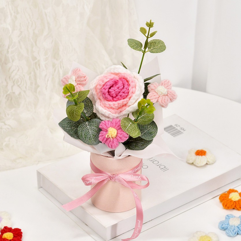 그라데이션 핑크 장미 미니 꽃다발