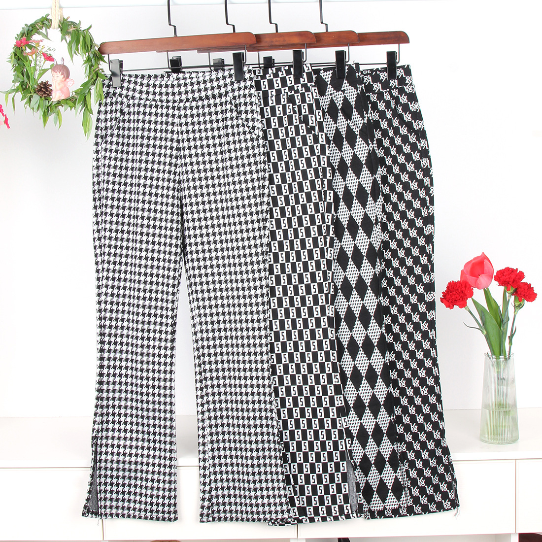 Black Slip Pants Large Size Women's Pants Spring and Autumn High-end Sense Slimming Phaled Pants Flare Pants Women's High Waist Pants for Small