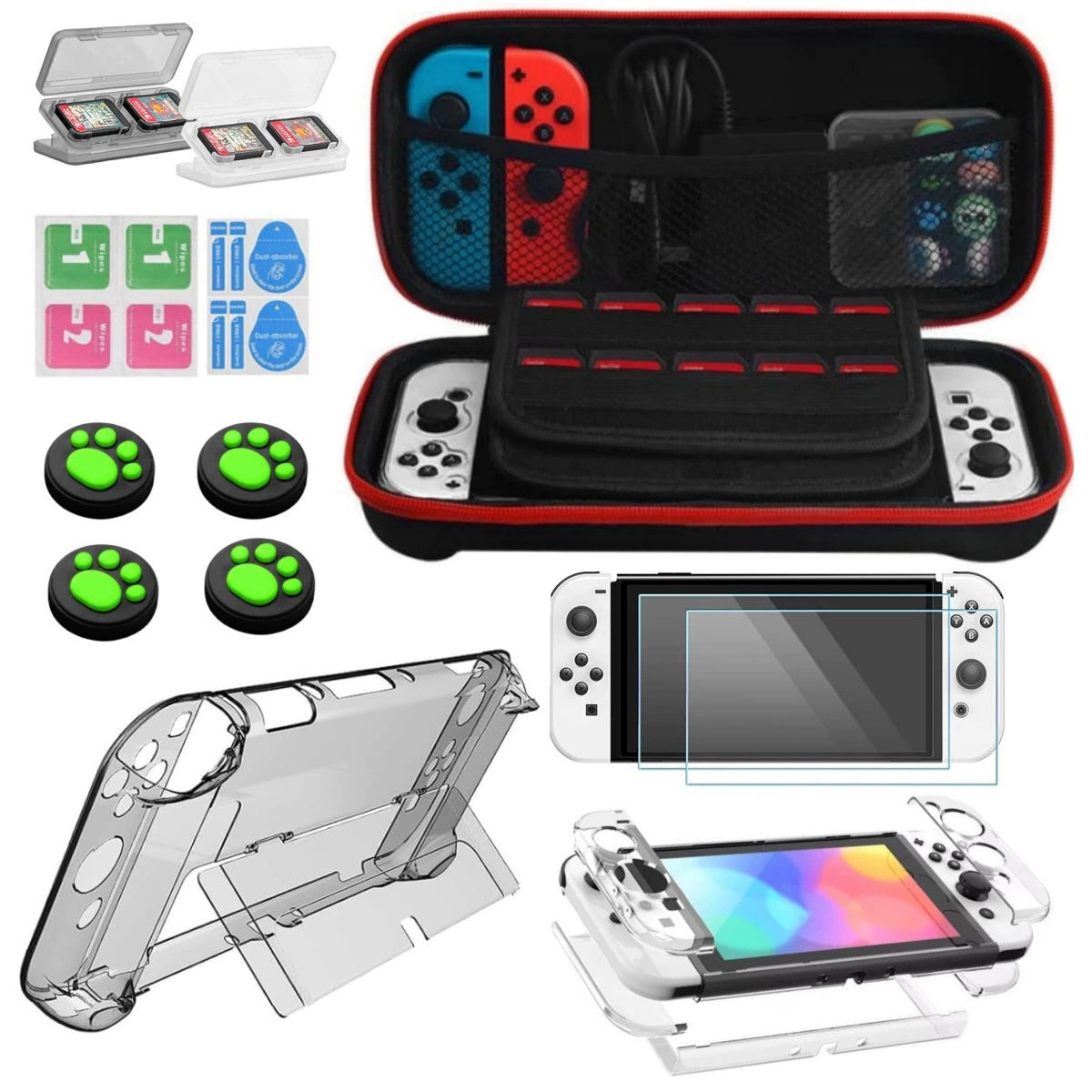 Кристаллический чехол-хранилище для Switch2 / SWITCH OLED, защитный футляр NS, кабель для данных