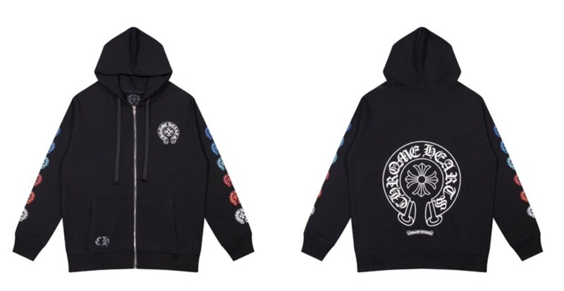 24ss年新款高品质Chrome Hearts 马蹄十字架连帽拉链卫衣工厂批发|undefined