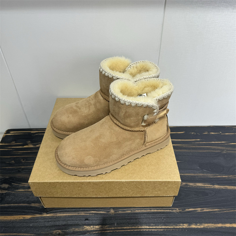 【顺丰包邮】毛线边侧扣雪地靴女2025冬桑坡皮毛一体加厚保暖休闲|undefined