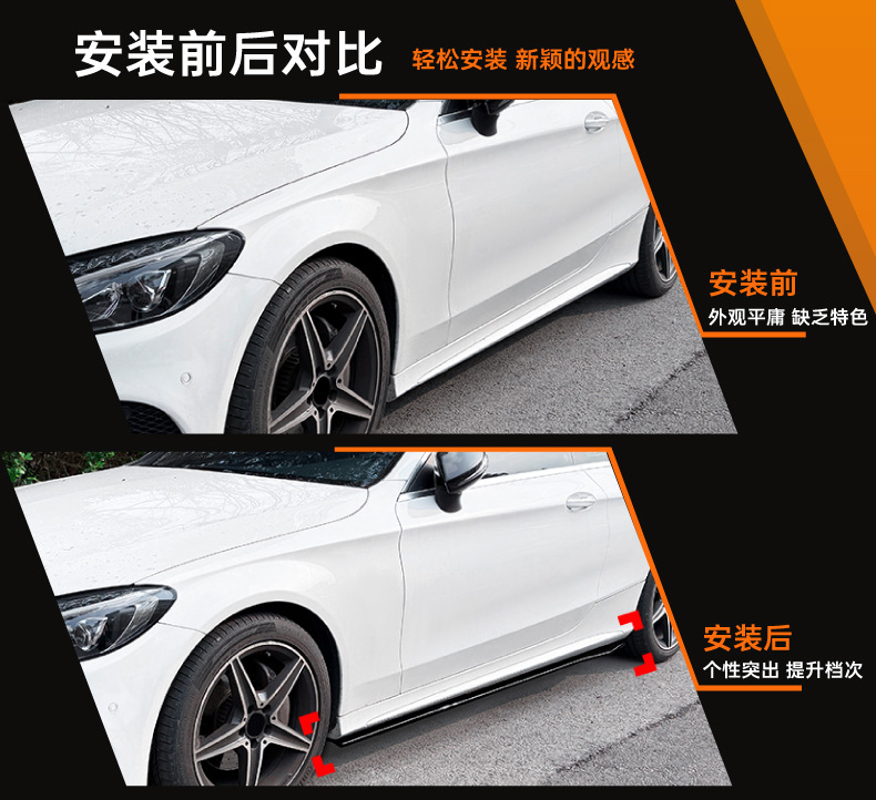 Suitable for Mercedes-Benz C-Class W205 Four-Door C 10.25kg Amg Line Side Skirts and Spoiler Exterior Modification