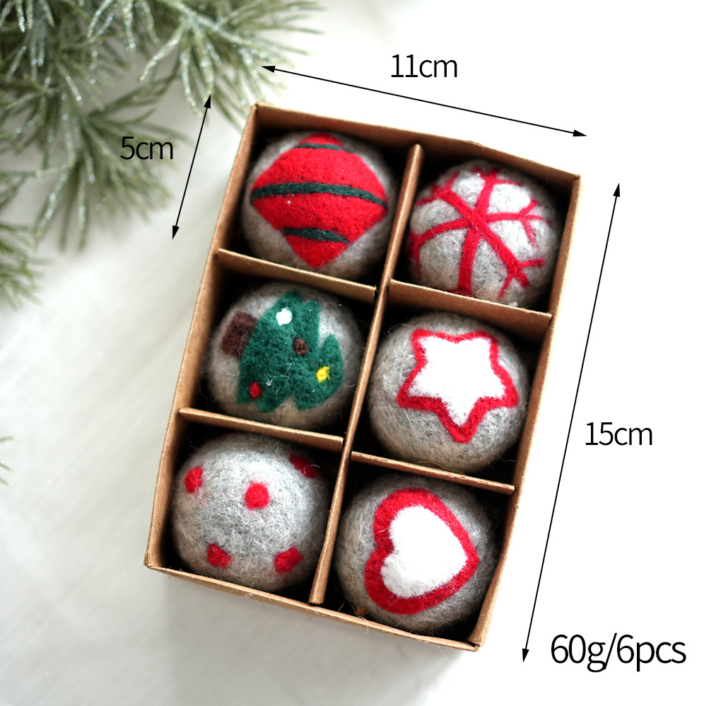 Bola de lana caja decorativa BOLA DE Navidad patrón de dibujos animados árbol de Navidad colgante Regalo De vacaciones decoración de la ventana color mezclado