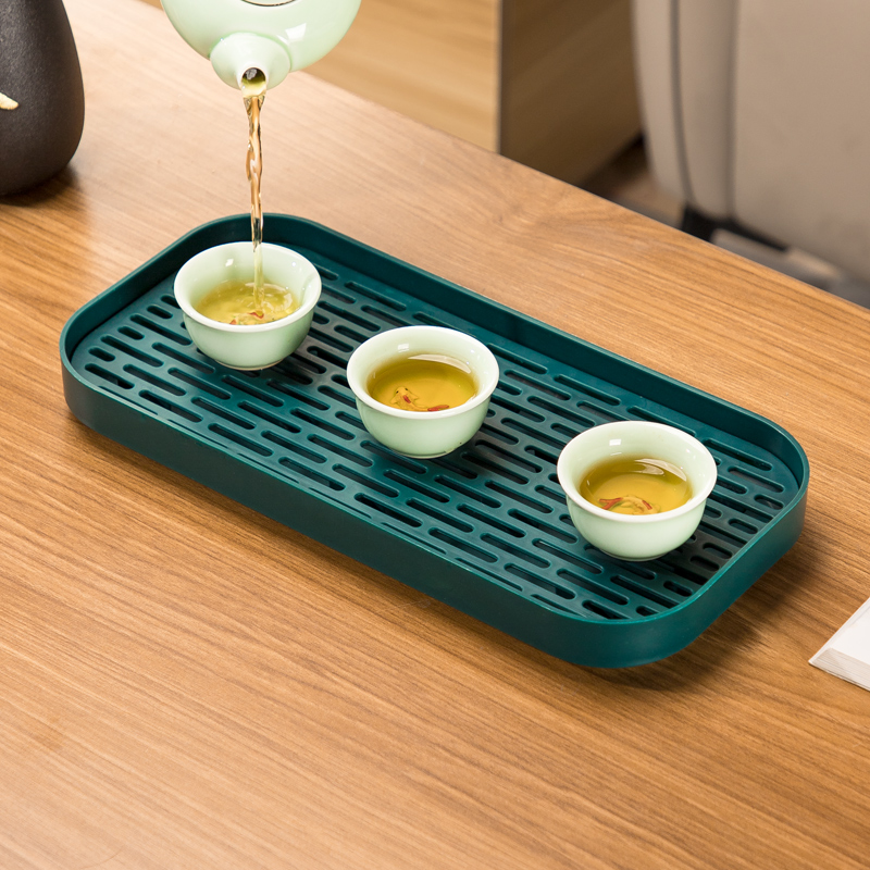ZN4I轻奢小茶盘长方形放茶杯水杯托盘小型家用客厅茶几泡功夫茶沥