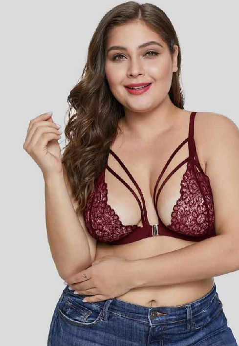 Cross-border Large Size Fat Girls Foreign Trade Lingerie Sexy Transparent Lace Hanging Buckle Backless Strap Top 1872