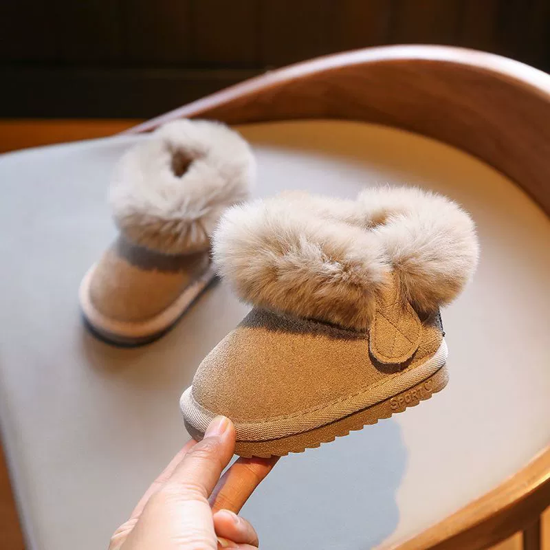Детские зимние сапоги 2025: новая модель для девочек, теплые ботинки для малышей, хлопковые сапоги с флисовой подкладкой и утолщенной подошвой для ходьбы