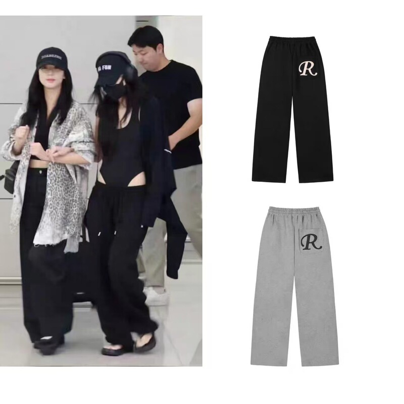 Korean Niche Brand, Celebrity Style, Casual Loose Pocket Letter Embroidery Straight-Leg Pants, Sweatpants, Long Pants Korean Niche Brand, Celebrity Style, Casual Loose Pocket Letter Embroidery Straight-Leg Pants, Sweatpants, Long Pants