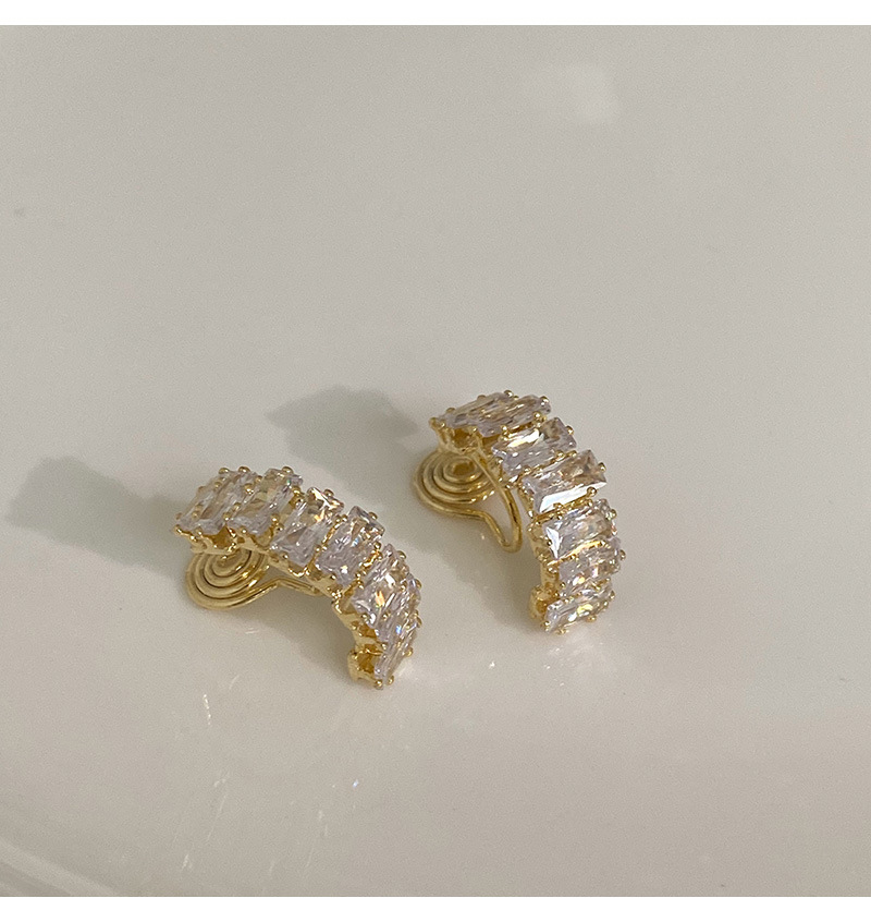 Orecchini curvi in zircone squisito in argento puro di alta qualità per le donne nel 2022, clip versatili alla moda e alla moda_voghion.com