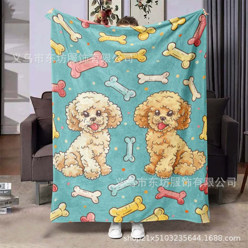 Мультфильм милый щенок кости подарок фланелевое одеяло подходит для подарков