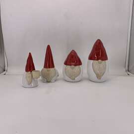 跨境圣诞节装饰摆件新款家居陶瓷圣诞老人小矮人北欧圣诞陶瓷摆件