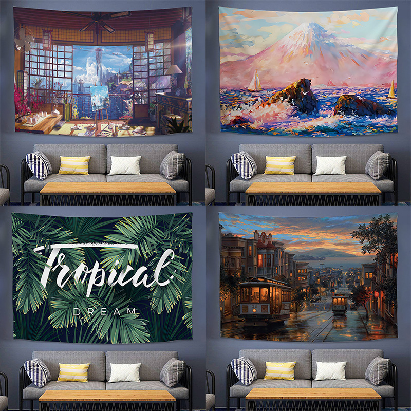 Background Cloth Ins Style Hanging Cloth Wallpaper Bedroom Dormitory Room Renovation Layout Bedside Canvas Poster Decorative Wall Cloth