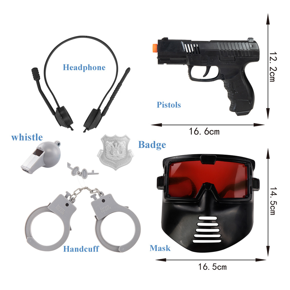 Pistola de juguete de rol infantil policial inercia mecánica combinación de pistola policial set