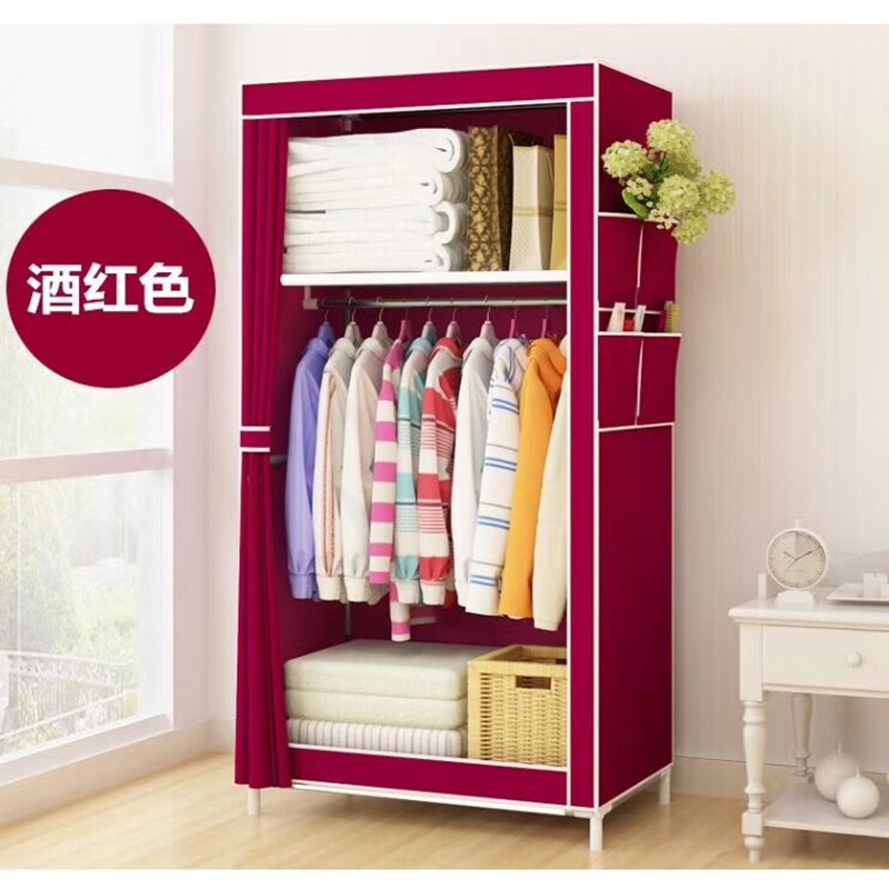 Simple Wardrobe Dormitory Simple Modern Economical Assembled Cloth Wardrobe Storage Cabinet Single Steel Pipe Cloth Wardrobe