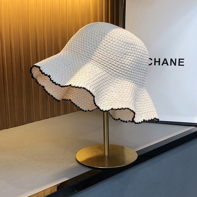 Japón de encaje universal de punto sombrero de pescador para mujeres primavera y verano viajes muestran cara pequeña sombrero de sol transpirable