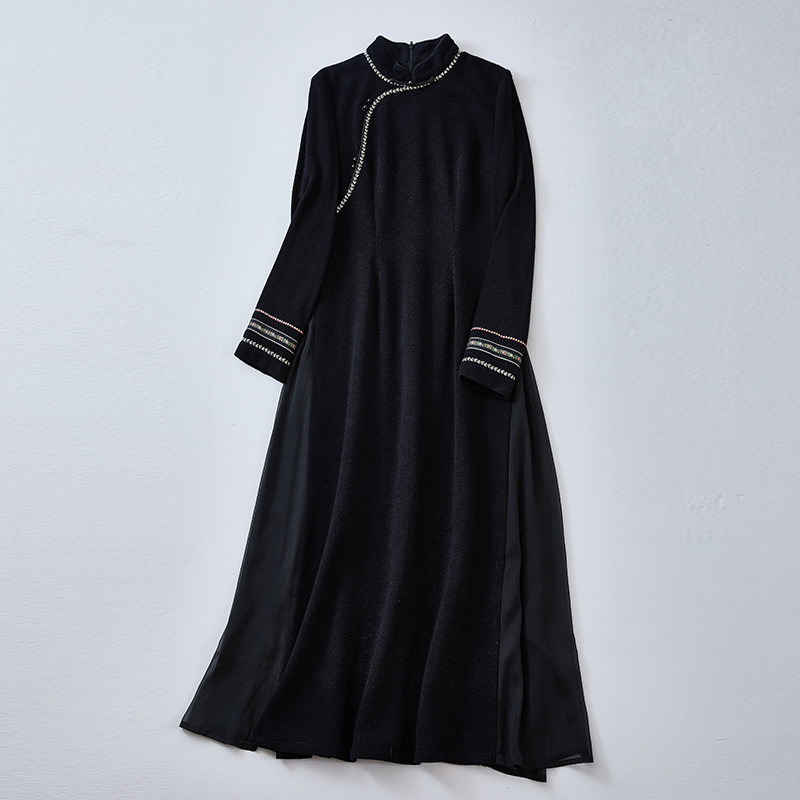 Chantachu New Chinese Style Women's Clothing Young Han Dynasty Tea Clothing Women's Autumn and Winter Improved Cheongsam Zen Tea Sommelier Dress