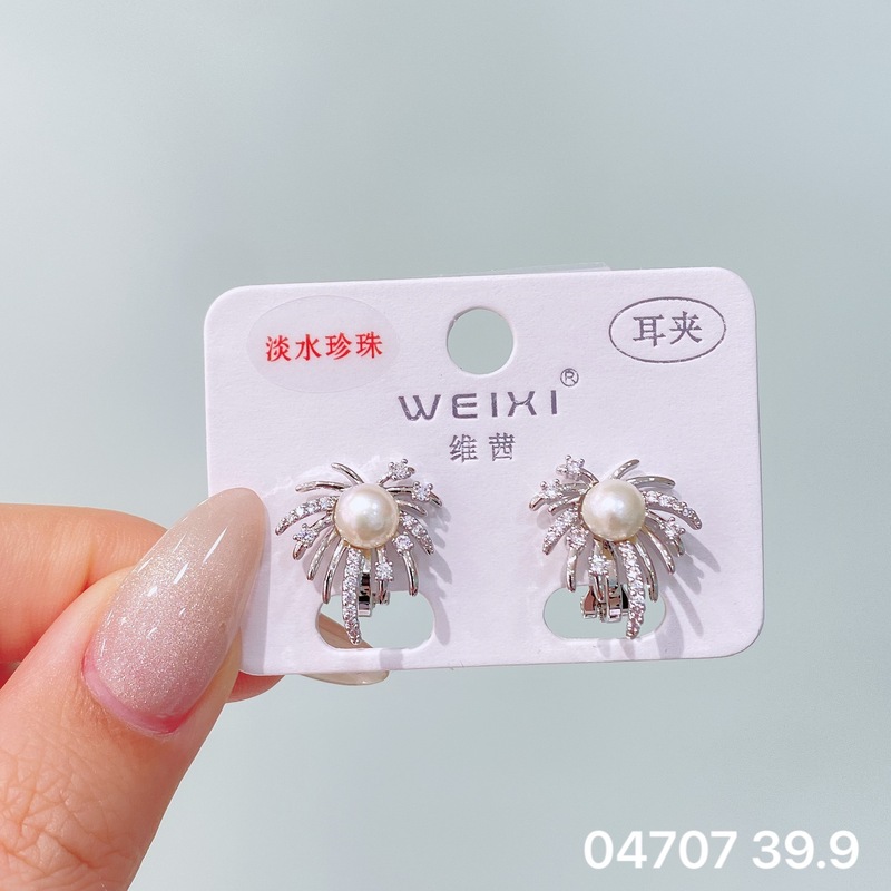 维茜新品精美闪耀锆石珍珠蝴蝶蝴蝶结耳夹女气质优雅免耳洞耳夹耳|undefined