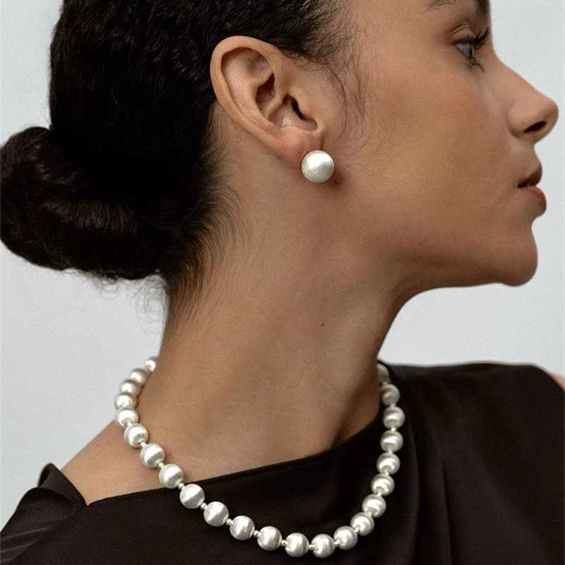 Europäische Perlenkette Mit Runder Kugel In Gebürstetem Design_voghion.com