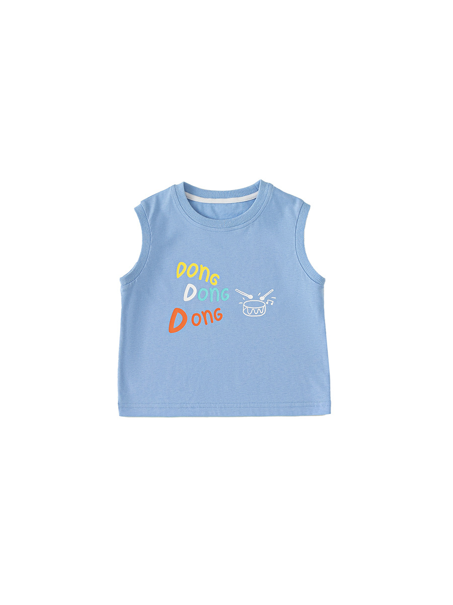 Youbao ropa para niños verano nuevo estilo para niños pequeños y medianos top de cuello redondo estampado de dibujos animados con chaleco sin mangas antibacteriano para niños