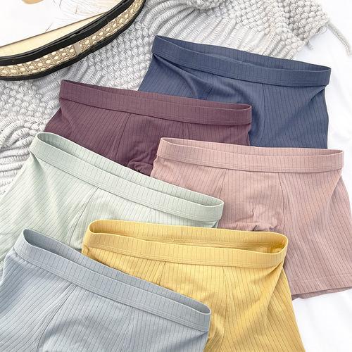 Pure cotton men's underwear summer thin style breathable striped mid-waist boxer briefs boys boxer briefs batch