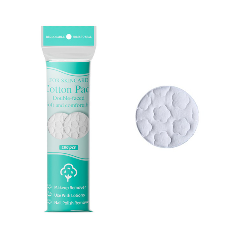 Discos de algodón redondos estilo inglés, algodón spunlace, algodón acolchado compuesto de tres capas, discos desmaquillantes con borde cosido y relieve, engrosados.