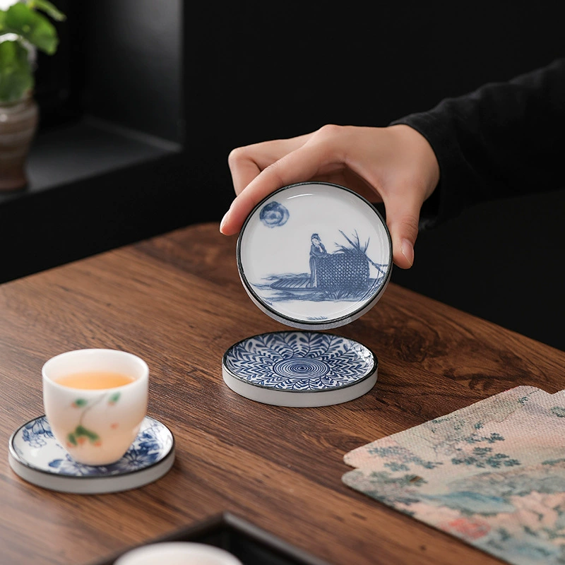 Retro blue and white ceramic tea set, tea cup with accessories